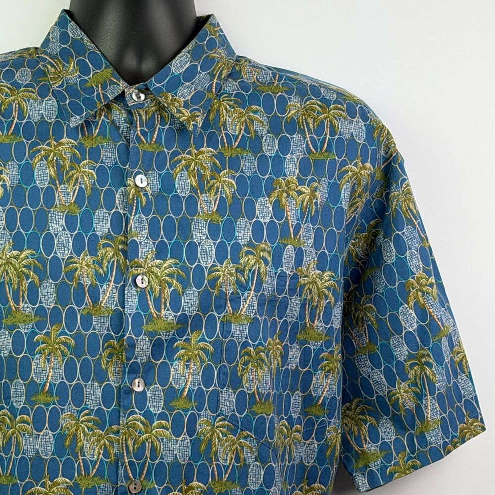 Tori Richard Blue Palm Tree Hawaiian Shirt Large - Picture 2 of 10